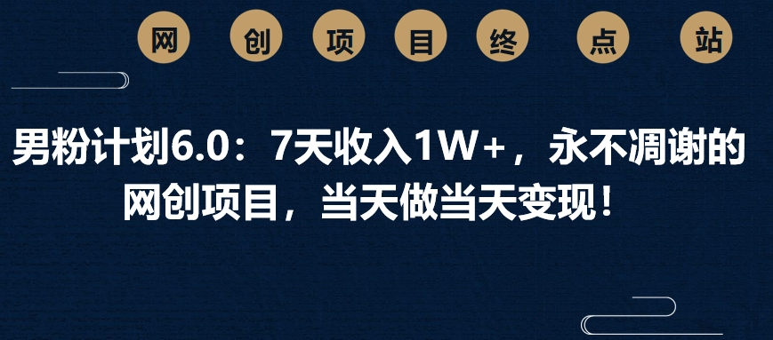 男粉计划6.0：7天收入1W+，永不凋谢的网创项目，当天做当天变现！ - 晨鑫项目库-晨鑫项目库