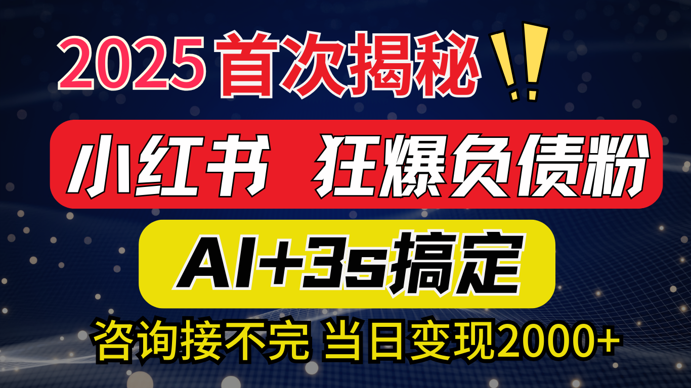 2025引流天花板：最新小红书狂暴负债粉思路，咨询接不断，当日入2000+ - 晨鑫项目库-晨鑫项目库
