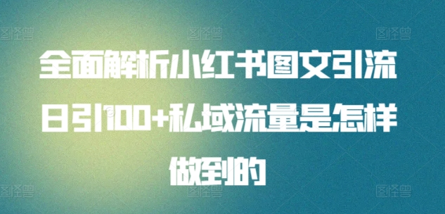 日引流100私域流量小红书图文是怎样做到的全面解析 - 晨鑫项目库-晨鑫项目库
