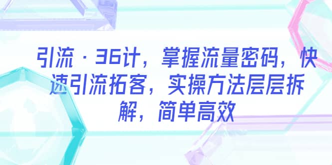 引流·36计，掌握流量密码，快速引流拓客，实操方法层层拆解，简单高效 - 晨鑫项目库-晨鑫项目库