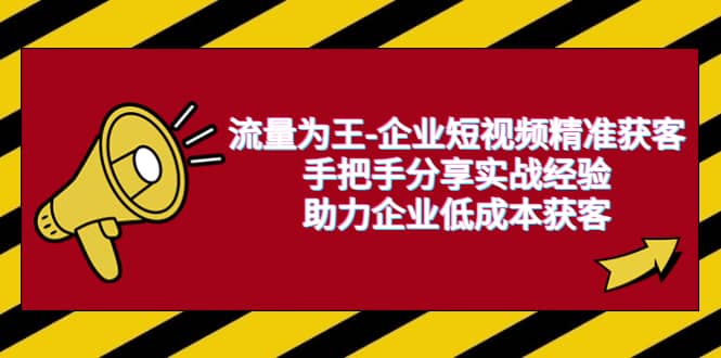 流量为王-企业 短视频精准获客，手把手分享实战经验，助力企业低成本获客 - 晨鑫项目库-晨鑫项目库