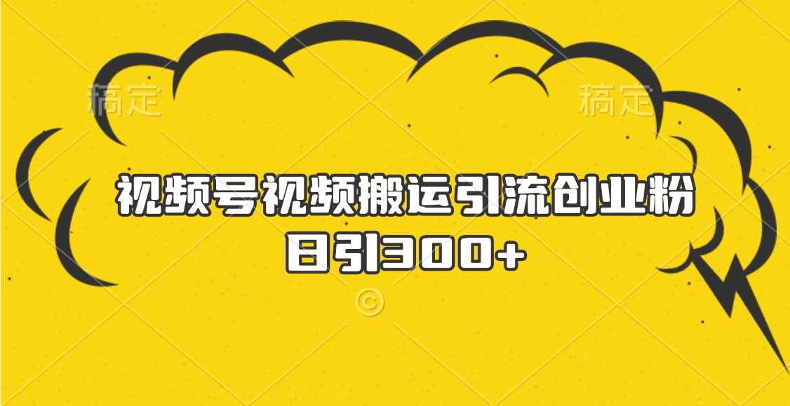 视频号视频搬运引流创业粉，日引300+ - 晨鑫项目库-晨鑫项目库