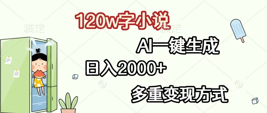 120w字小说，AI一键生成，日入2000+，多重变现方式 - 晨鑫项目库-晨鑫项目库