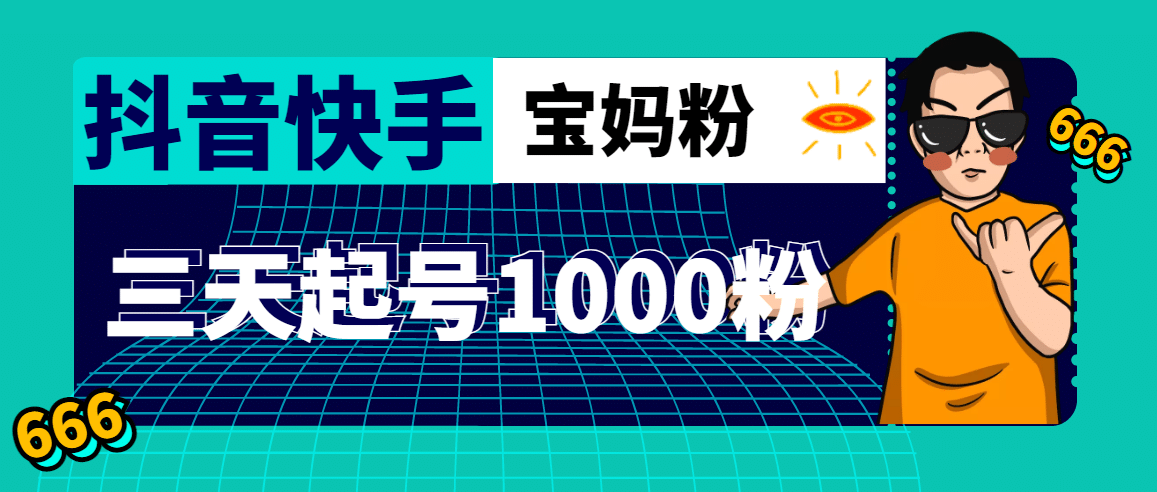 抖音快手三天起号涨粉1000宝妈粉丝的核心方法【详细玩法教程】 - 晨鑫项目库-晨鑫项目库