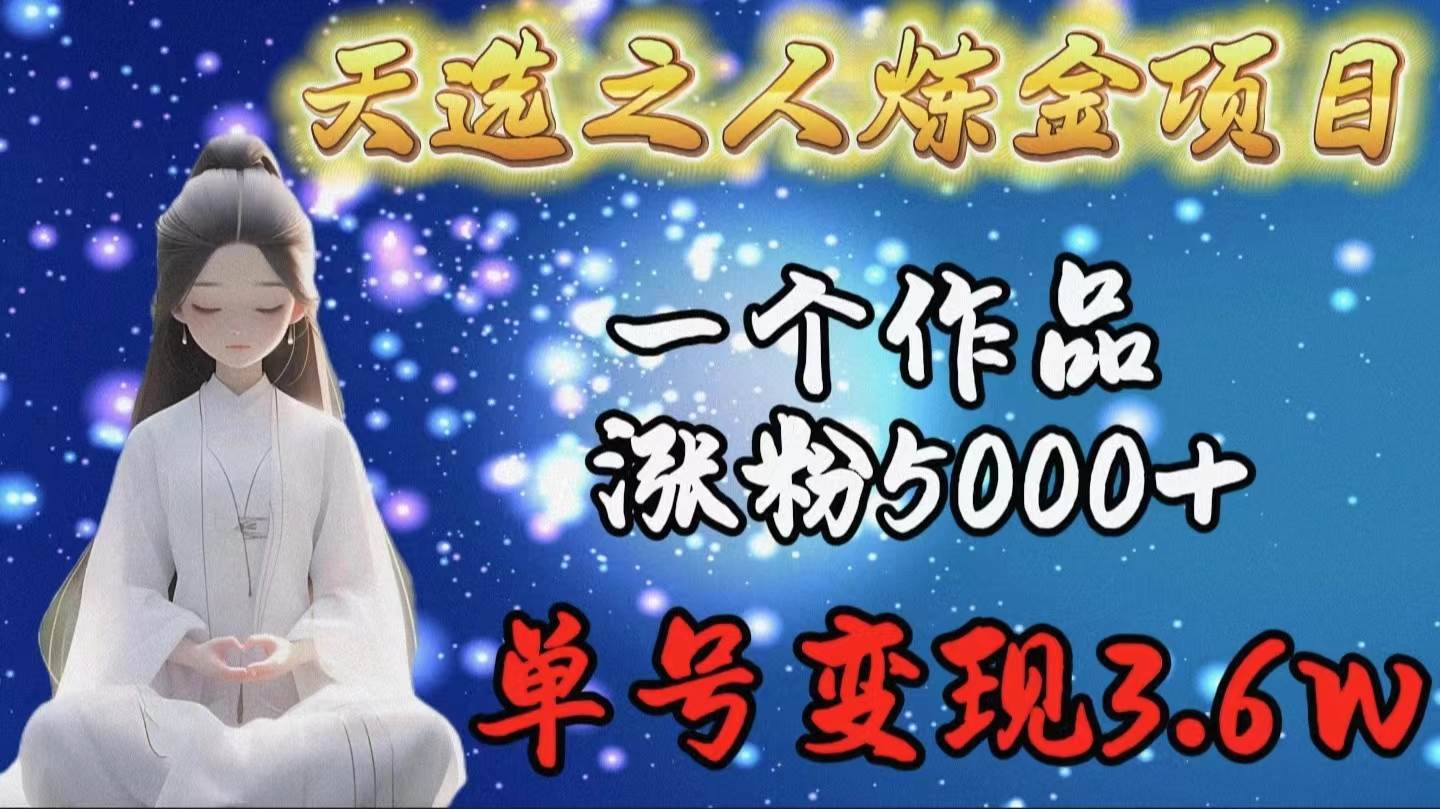 天选之人炼金项目，一个作品涨粉5000+，单号变现3.6w - 晨鑫项目库-晨鑫项目库