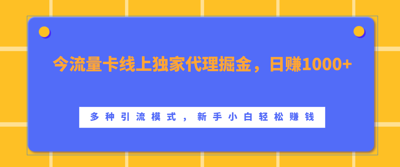 流量卡线上独家代理掘金，日赚1000+ ，多种引流模式，新手小白轻松赚钱 - 晨鑫项目库-晨鑫项目库