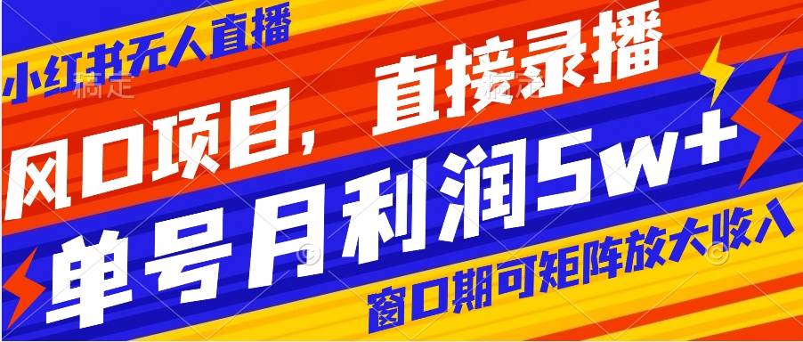 风口项目，小红书无人直播带货，直接录播，可矩阵，月入5w+ - 晨鑫项目库-晨鑫项目库