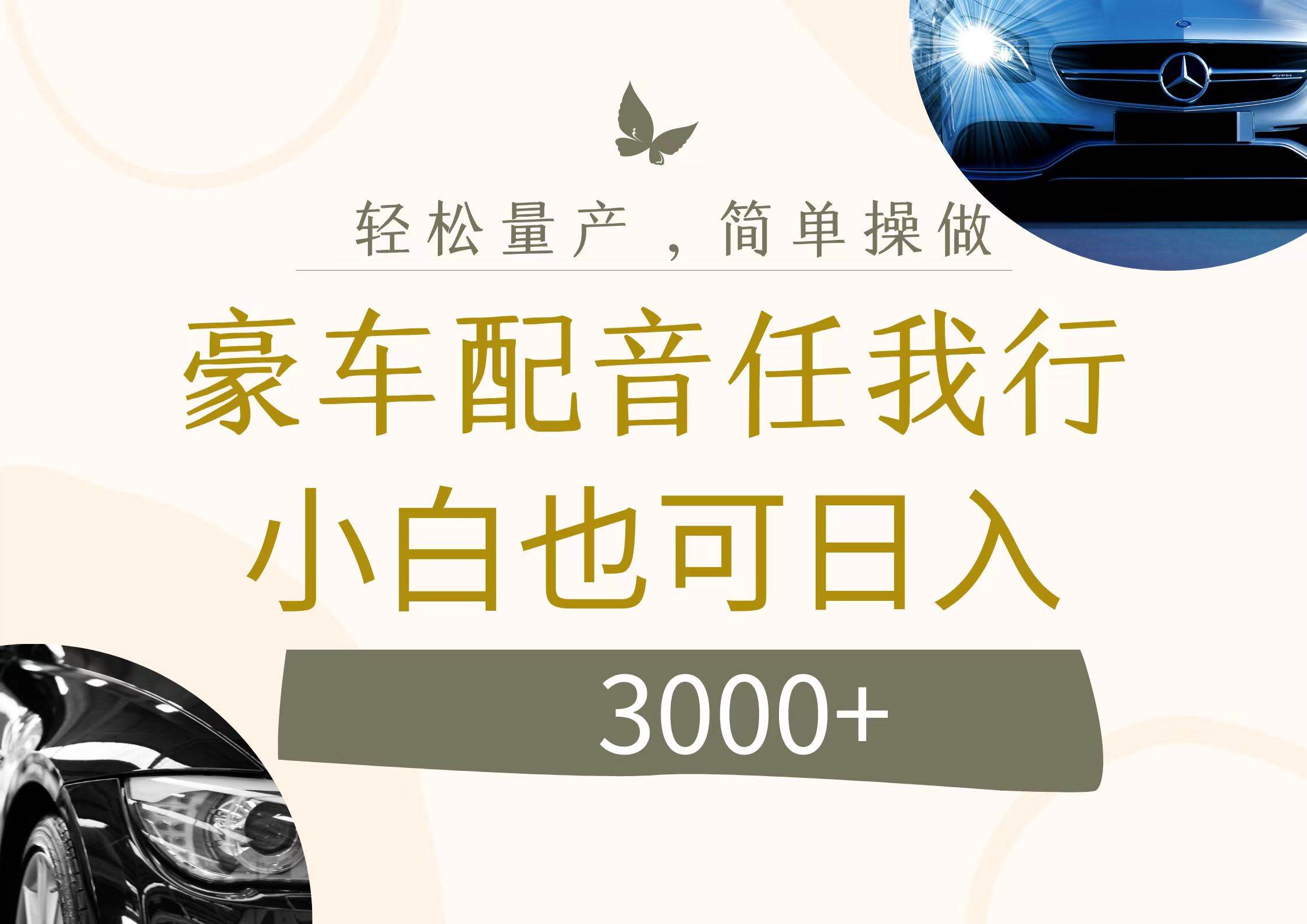 不为人知的暴力小项目，豪车配音，日入3000+ - 晨鑫项目库-晨鑫项目库