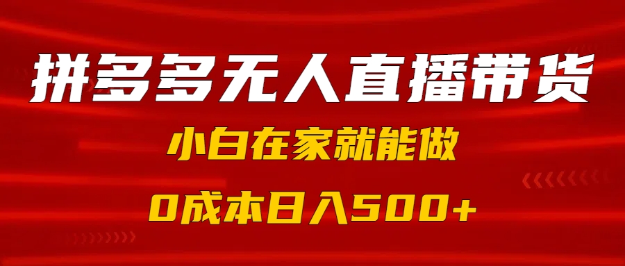 拼多多无人直播带货，小白在家就能做，0成本日入500+ - 晨鑫项目库-晨鑫项目库