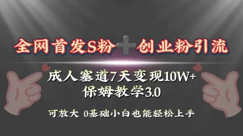全网首发s粉加创业粉引流变现，成人用品赛道7天变现10w+保姆教学3.0 - 晨鑫项目库-晨鑫项目库
