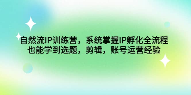 自然流IP训练营，系统掌握IP孵化全流程，也能学到选题，剪辑，账号运营经验 - 晨鑫项目库-晨鑫项目库
