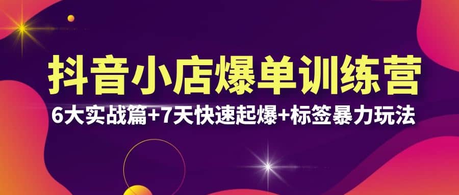 抖音小店爆单训练营VIP线下课：6大实战篇+7天快速起爆+标签暴力玩法(32节) - 晨鑫项目库-晨鑫项目库