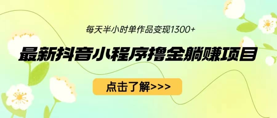 最新抖音小程序撸金躺赚项目，一部手机每天半小时，单个作品变现1300+ - 晨鑫项目库-晨鑫项目库
