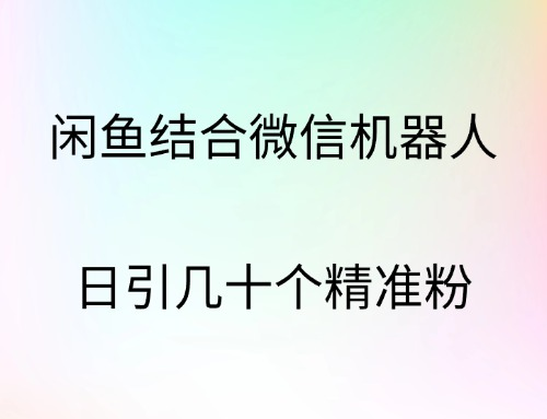 闲鱼结合微信机器人，日引几十个精准粉 - 晨鑫项目库-晨鑫项目库