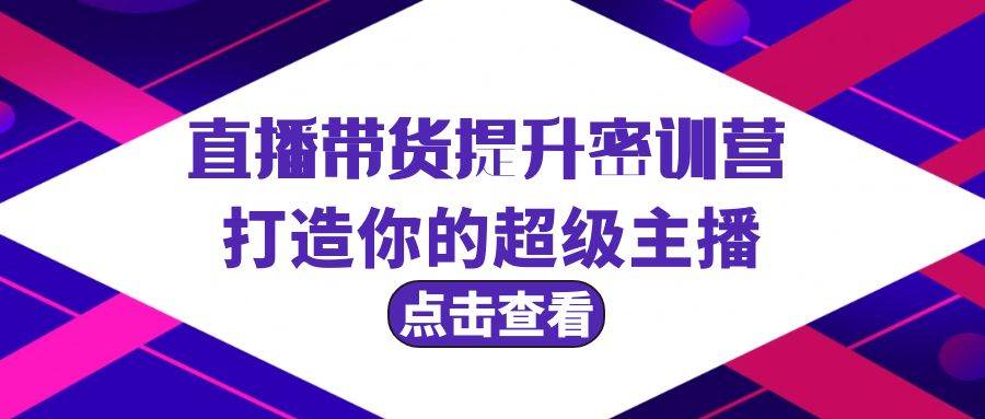 直播带货提升特训营，打造你的超级主播（3节直播课+配套资料） - 晨鑫项目库-晨鑫项目库