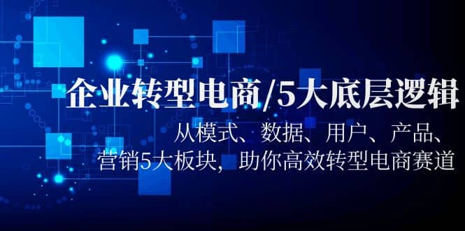 企业转型电商/5大底层逻辑，从模式 数据 用户 产品 营销5大板块，高效转型 - 晨鑫项目库-晨鑫项目库