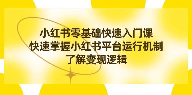 小红书0基础快速入门课，快速掌握小红书平台运行机制，了解变现逻辑 - 晨鑫项目库-晨鑫项目库