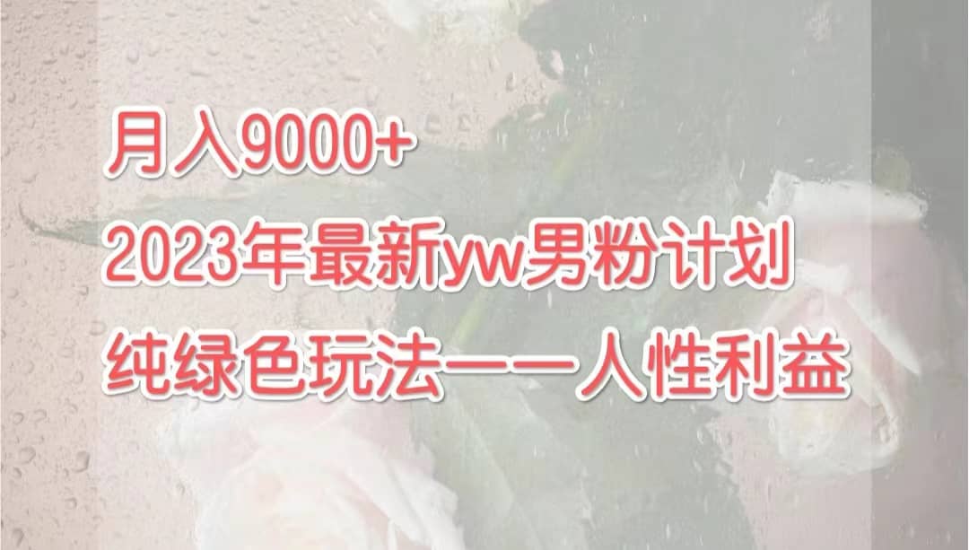 月入9000+2023年9月最新yw男粉计划绿色玩法——人性之利益 - 晨鑫项目库-晨鑫项目库