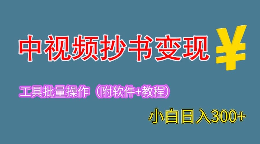 2023中视频抄书变现（附工具+教程），一天300+，特别适合新手操作的副业 - 晨鑫项目库-晨鑫项目库