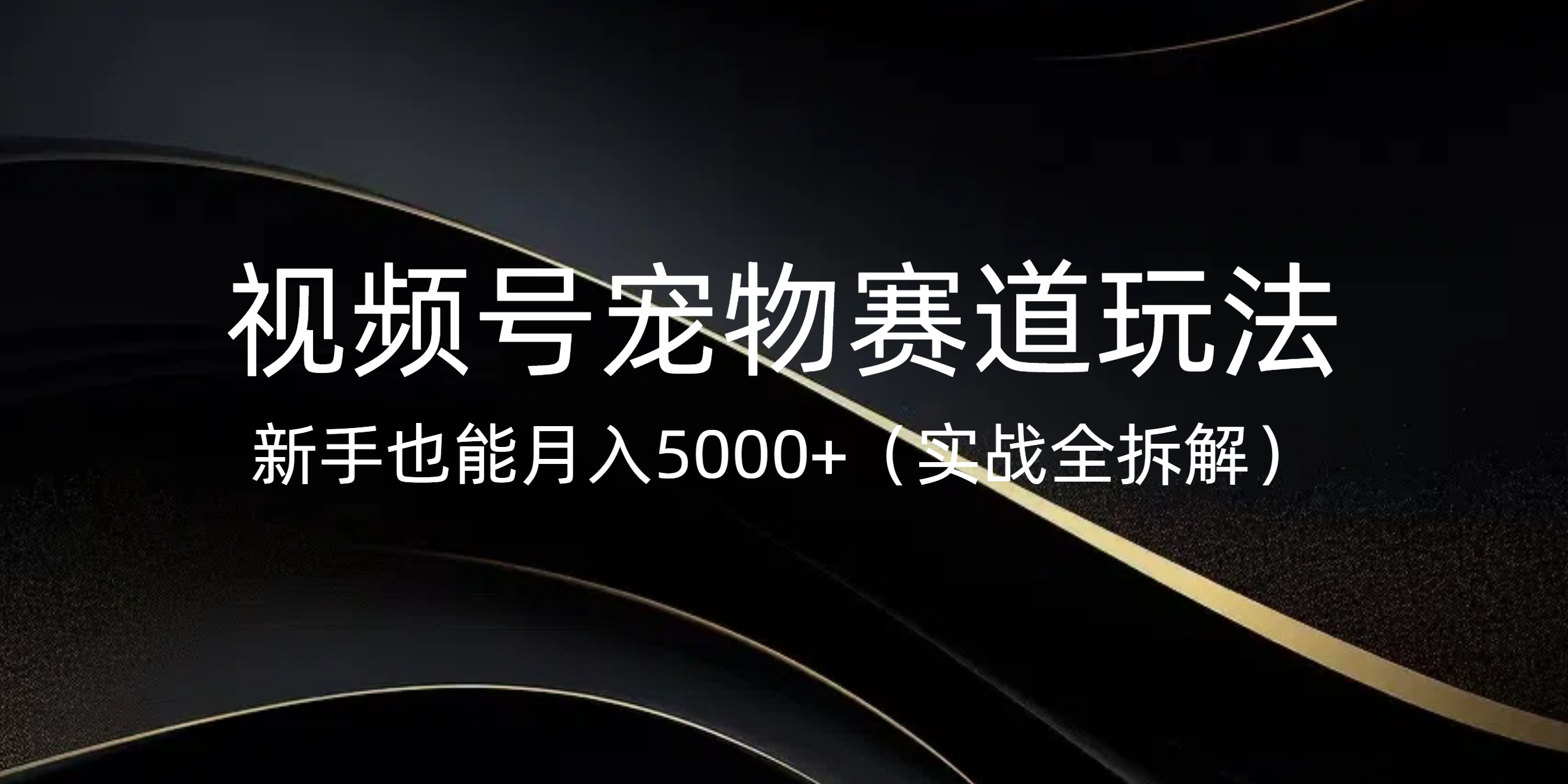 视频号宠物赛道玩法，新手也能月入5000+（实战全拆解） - 晨鑫项目库-晨鑫项目库