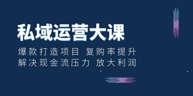 私域运营大课：爆款打造项目 复购率提升 解决现金流压力 放大利润 - 晨鑫项目库-晨鑫项目库