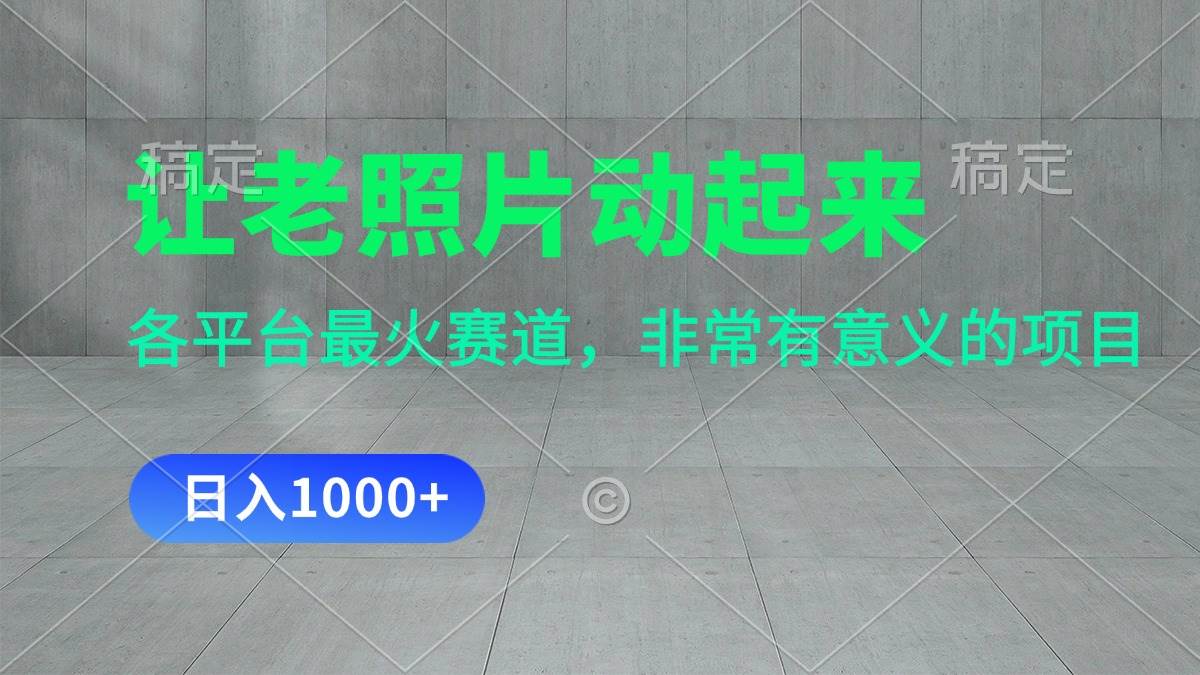 让老照片动起来，一天变现1000+，各平台最火赛道，看完就会 - 晨鑫项目库-晨鑫项目库