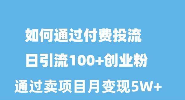 如何通过付费投流日引流100+创业粉月变现5W+ - 晨鑫项目库-晨鑫项目库