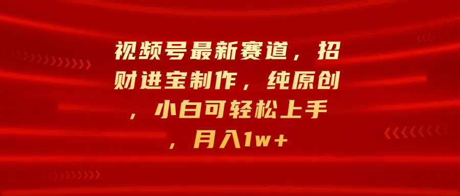 视频号最新赛道，招财进宝制作，纯原创，小白可轻松上手，月入1w+ - 晨鑫项目库-晨鑫项目库