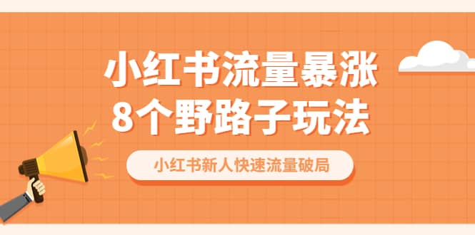 小红书流量-暴涨8个野路子玩法：小红书新人快速流量破局（8节课） - 晨鑫项目库-晨鑫项目库