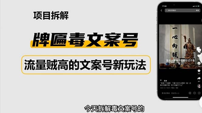 2023抖音快手毒文案新玩法，牌匾文案号，起号快易变现 - 晨鑫项目库-晨鑫项目库