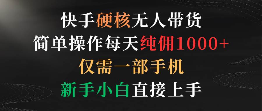 快手硬核无人带货，简单操作每天纯佣1000+,仅需一部手机，新手小白直接上手 - 晨鑫项目库-晨鑫项目库