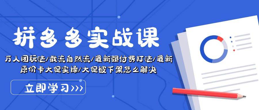 拼多多·实战课：万人团玩法/截流自然流/最新强付费打法/最新原价卡大促.. - 晨鑫项目库-晨鑫项目库