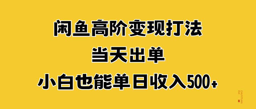 闲鱼高阶变现打法，当天出单，小白也能单日收入500+ - 晨鑫项目库-晨鑫项目库