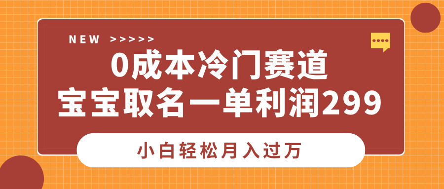 0成本冷门赛道，宝宝取名一单利润299，小白轻松月入过万 - 晨鑫项目库-晨鑫项目库