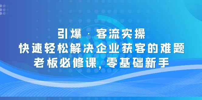引爆·客流实操：快速轻松解决企业获客的难题，老板必修课，零基础新手 - 晨鑫项目库-晨鑫项目库