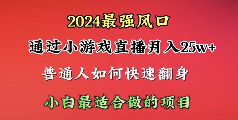 2024年最强风口，通过小游戏直播月入25w+单日收益5000+小白最适合做的项目 - 晨鑫项目库-晨鑫项目库