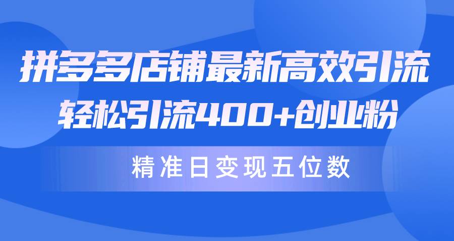 拼多多店铺最新高效引流术，轻松引流400+创业粉，精准日变现五位数！ - 晨鑫项目库-晨鑫项目库