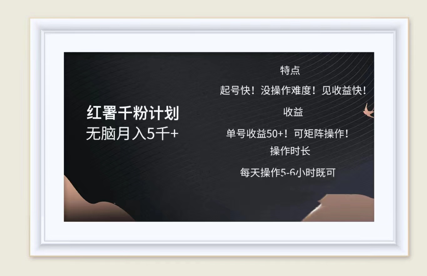 红薯千粉计划无脑月入5千➕！既做既赚！ - 晨鑫项目库-晨鑫项目库