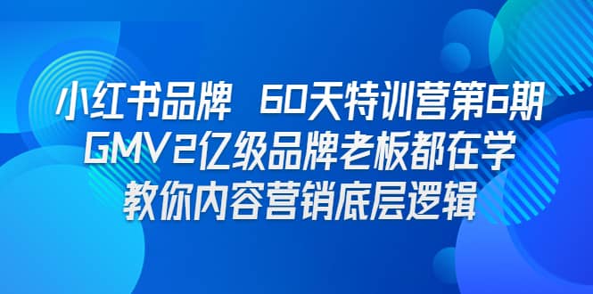 小红书品牌 60天特训营第6期 GMV2亿级品牌老板都在学 教你内容营销底层逻辑 - 晨鑫项目库-晨鑫项目库