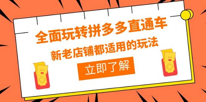全面玩转拼多多直通车，新老店铺都适用的玩法（12节精华课） - 晨鑫项目库-晨鑫项目库