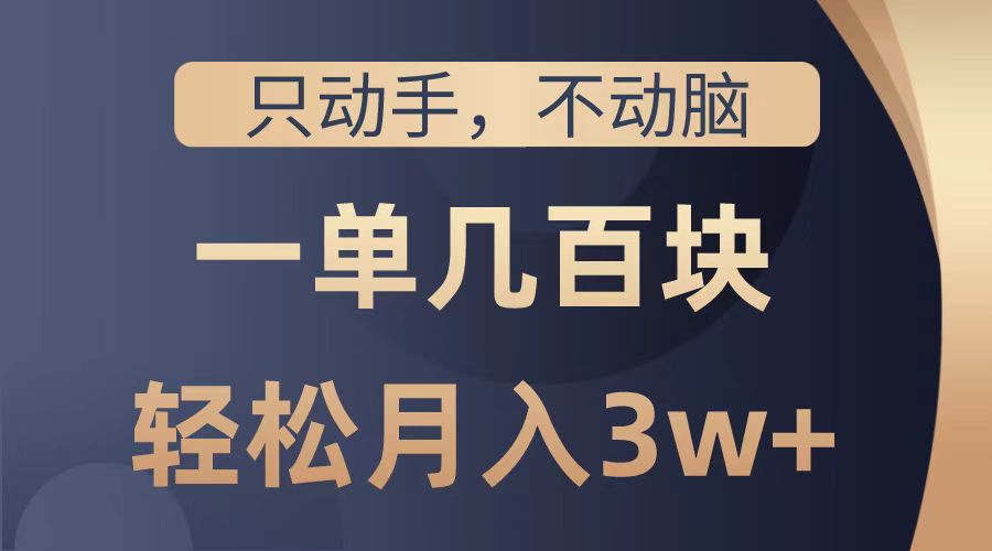只动手不动脑，一单几百块，轻松月入2w+，看完就能直接操作，详细教程 - 晨鑫项目库-晨鑫项目库