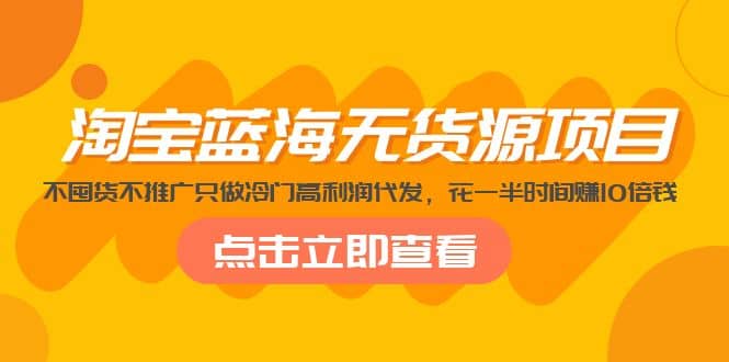淘宝蓝海无货源项目，不囤货不推广只做冷门高利润代发 - 晨鑫项目库-晨鑫项目库