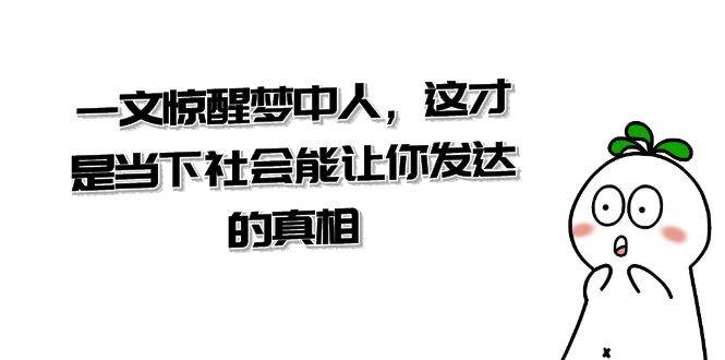 某公众号付费文章《一文 惊醒梦中人，这才是当下社会能让你发达的真相》 - 晨鑫项目库-晨鑫项目库