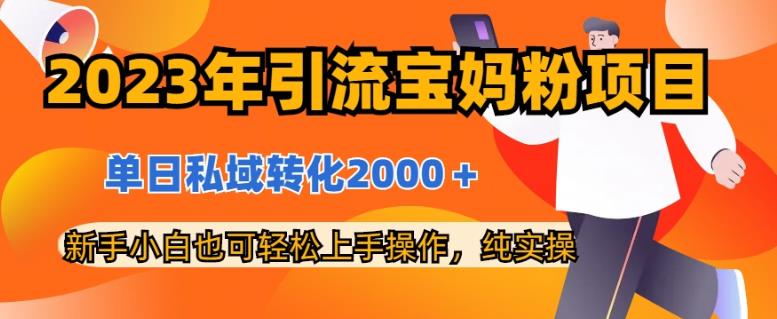 2023年引流宝妈粉项目，单日私域转化2000＋，新手小白也可轻松上手操作，纯实操 - 晨鑫项目库-晨鑫项目库