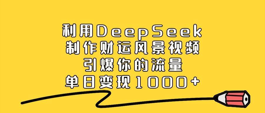利用DeepSeek制作财运风景视频，引爆你的流量，单日变现1000+ - 晨鑫项目库-晨鑫项目库