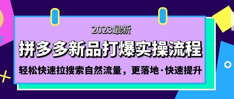 拼多多-新品打爆实操流程：轻松快速拉搜索自然流量，更落地·快速提升 - 晨鑫项目库-晨鑫项目库