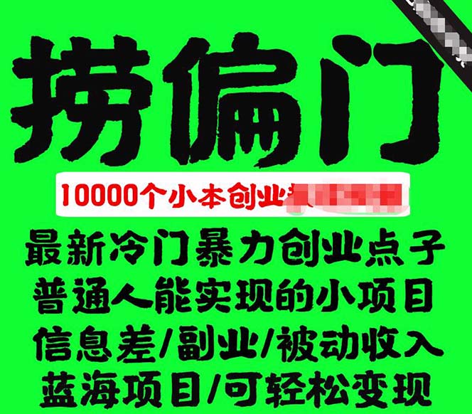 千款捞偏门小本创业小项目，总有一款适合你【无水印】 - 晨鑫项目库-晨鑫项目库