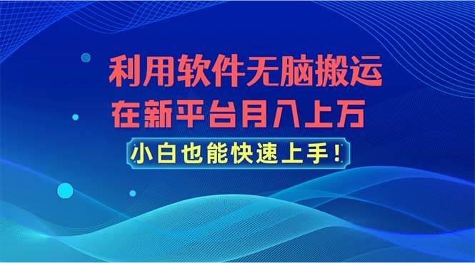 利用软件无脑搬运，在新平台月入上万，小白也能快速上手 - 晨鑫项目库-晨鑫项目库