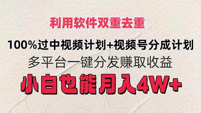 利用软件双重去重，100%过中视频+视频号分成计划小白也可以月入4W+ - 晨鑫项目库-晨鑫项目库