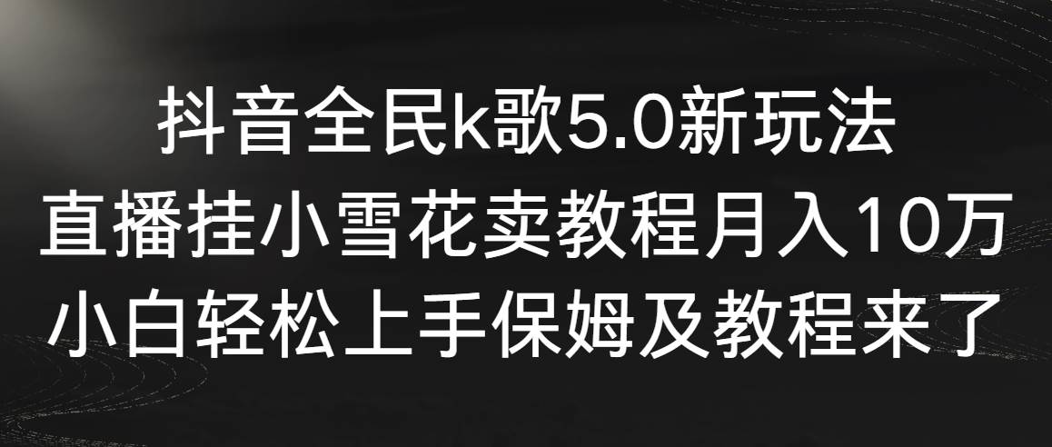 抖音全民k歌5.0新玩法，直播挂小雪花卖教程月入10万，小白轻松上手，保... - 晨鑫项目库-晨鑫项目库